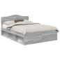 Preview: Bettrahmen Graues Sonoma 140 x 190 cm Massives Kiefernholz