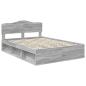 Preview: Bettrahmen Graues Sonoma 140 x 190 cm Massives Kiefernholz