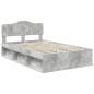 Preview: Bettrahmen Beton Grau 135 x 190 cm Massives Kiefernholz