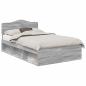 Preview: Bettrahmen Graues Sonoma 120 x 190 cm Massives Kiefernholz