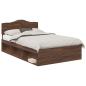 Preview: Bettrahmen Braun Eichen-Optik 120 x 190 cm Massives Kiefernholz