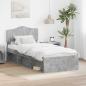 Preview: ARDEBO.de - Bettrahmen Beton Grau 75 x 190 cm Massives Kiefernholz