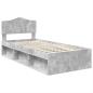 Preview: Bettrahmen Beton Grau 75 x 190 cm Massives Kiefernholz