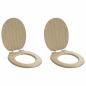 Preview: ARDEBO.de - Soft-Close Toilettensitz 2 stk. Heller Bambusfarbton 44 x 38 cm