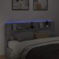 Preview: Stauraum Kopfteil mit LED Betongrau Holzwerkstoff