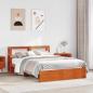 Preview: ARDEBO.de - Bettrahmen mit Regal Wachsbraun 160 x 200 cm Massivholz Kiefer