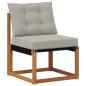 Preview: Outdoor-Sofa Massivholz Akazie Natürlich und Hellgrau