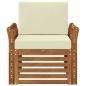 Preview: Outdoor-Sofagarnitur Natur und Creme Massivholz Akazie