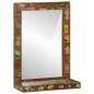 Preview: Badezimmer Spiegel mit Regal Braun Massives upgecyceltes Holz