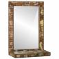 Preview: Badezimmer Spiegel mit Regal Braun Massives upgecyceltes Holz