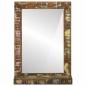 Preview: Badezimmer Spiegel mit Regal Braun Massives upgecyceltes Holz