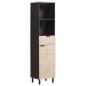 Preview: ARDEBO.de - Badezimmerschrank mit Regal Schwarz und Weiß 38 x 33 x 160 cm