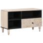 Preview: ARDEBO.de - TV-Schränk Weiß 80 x 33,5 x 46 cm Massivholz Mango