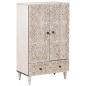 Preview: ARDEBO.de - Hochschrank mit Regal Wei? 60 x 33,5 x 100 cm Massivholz Mango