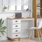 Preview: Schreibtisch ASKIM Weiß 95 x 40 x 75 cm Massives Kiefernholz