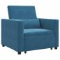 Preview: Ausziehbare Schlafcouch Einzel mit Rädern Blau Samt