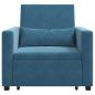 Preview: Ausziehbare Schlafcouch Einzel mit Rädern Blau Samt