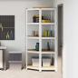 Preview: ARDEBO.de - Eckregal mit Regal Silber 90 x 90 x 198 cm Holzwerkstoff