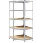 Preview: Eckregal mit Regal Silber 90 x 90 x 198 cm Holzwerkstoff