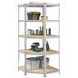Preview: Eckregal mit Regal Silber 90 x 90 x 198 cm Holzwerkstoff