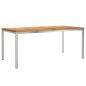 Preview: Esstisch 180x90x75 cm Massives Teakholz und Edelstahl