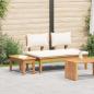 Preview: ARDEBO.de - Gartenbank und Tischset 2 stk. Creme und Braun Massivholz Teak