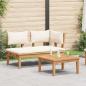 Preview: ARDEBO.de - Gartenbank und Tischset 2 Stk. Creme und Braun Massivholz Teak