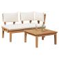 Preview: Gartenbank und Tischset 2 Stk. Creme und Braun Massivholz Teak