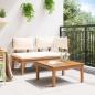 Preview: Gartenbank und Tischset 2 Stk. Creme und Braun Massivholz Teak