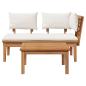 Preview: Gartenbank und Tischset 2 Stk. Creme und Braun Massivholz Teak