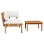 Preview: Gartenbank und Tischset 2 Stk. Creme und Braun Massivholz Teak