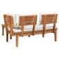 Preview: Gartenbank und Tischset 2 Stk. Creme und Braun Massivholz Teak
