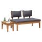 Preview: Gartenbank und Tischset 2 stk. Grau und Braun Massivholz Teak