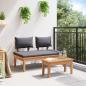Preview: Gartenbank und Tischset 2 stk. Grau und Braun Massivholz Teak