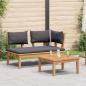 Preview: ARDEBO.de - Gartenbank und Tischset 2 stk. Grau und Braun Massivholz Teak