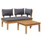 Preview: Gartenbank und Tischset 2 stk. Grau und Braun Massivholz Teak