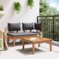 Preview: Gartenbank und Tischset 2 stk. Grau und Braun Massivholz Teak
