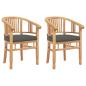 Preview: Stuhl 2 stk. Braun Massivholz Teak