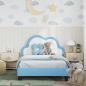 Preview: Kinderbettgestell mit Kopfteil Blau 80 x 200 cm PU