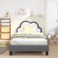 Preview: Kinderbettgestell mit Kopfteil Hellgrau 90 x 200 cm PU