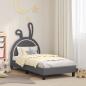Preview: ARDEBO.de - Kinderbettgestell mit Kopfteil Hellgrau 80 x 160 cm PU