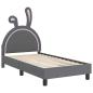Preview: Kinderbettgestell mit Kopfteil Hellgrau 80 x 160 cm PU
