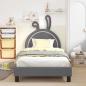 Preview: Kinderbettgestell mit Kopfteil Hellgrau 90 x 190 cm PU