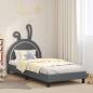 Preview: ARDEBO.de - Kinderbettgestell mit Kopfteil Hellgrau 90 x 200 cm PU