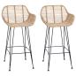 Preview: Barstuhl 2 Stk. Natur 55 x 52 x 92 cm Rattan und Eisen