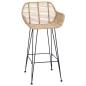 Preview: Barstuhl 2 Stk. Natur 55 x 52 x 92 cm Rattan und Eisen