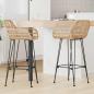 Preview: ARDEBO.de - Barstuhl 2 Stk. Natur 55 x 52 x 105 cm Rattan und Eisen