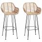 Preview: Barstuhl 2 Stk. Natur 55 x 52 x 105 cm Rattan und Eisen