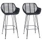 Preview: Barstuhl 2 stk. Schwarz 55 x 52 x 92 cm Rattan und Eisen