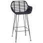 Preview: Barstuhl 2 stk. Schwarz 55 x 52 x 92 cm Rattan und Eisen